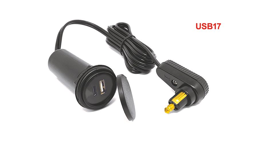 BMW F650GS (08-12), F700GS & F800GS (08-18) ツインUSB タンクバックケーブル (USB-A & USB-C)