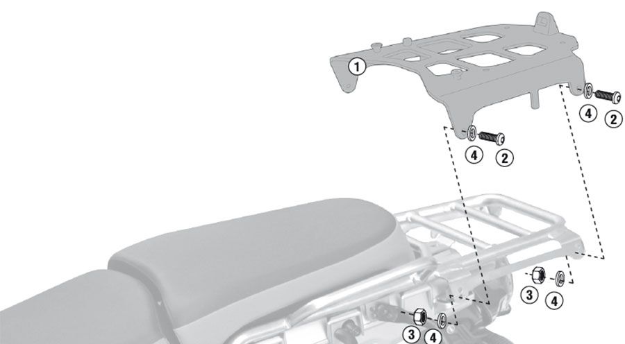 BMW R1200GS (04-12), R1200GS Adv (05-13) & HP2 トップケース・マウンティング-Aluminium